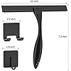 All-Purpose Stainless Steel Shower Squeegee for Shower Doors with 2 Adhesive Hooks, Bathroom Cleaner Tool Household Window Mirror Squeegee for Home Cleaning, Glass Door, Tile Wall, Car, 10 Inch Black