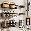 Veken Rustproof & Waterproof Shower Caddy 6-Pack, No Drilling Adhesive Shelves Rack with Soap Holder, Large Capacity Bathroom Organizers and Storage, Wall-Mounted Kitchen & Home Decor