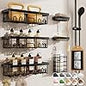 Veken Rustproof & Waterproof Shower Caddy 6-Pack, No Drilling Adhesive Shelves Rack with Soap Holder, Large Capacity Bathroom Organizers and Storage, Wall-Mounted Kitchen & Home Decor