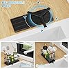 Cisily Black Sponge Holder for Kitchen Sink, Sink Caddy Organizer with High Brush Holder, Kitchen Countertop Organizers and Storage Essentials, Rustproof 304 Stainless Steel, Soap Dispenser Organize