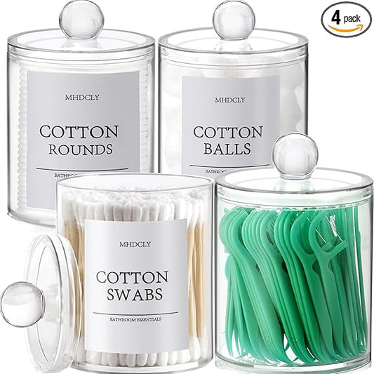 Bathroom Organizers and Storage,4 Pack Bathroom Accessories,Bathroom Decor,Home Decor,Bathroom Storage and Organization,Qtip Holder for Room Decor Aesthetic
