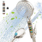Filtered Shower Head with Handheld, High Pressure 9 Spray Mode Brushed Nickel Showerhead with Filters, detachable shower head,Water Softener Filters Beads for Hard Water - Remove Chlorine