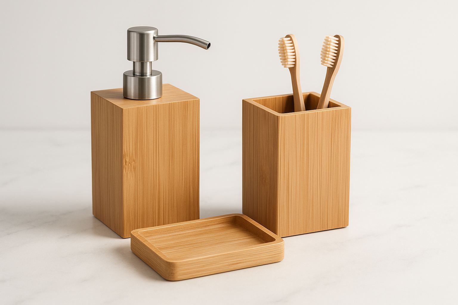 Bamboo Bathroom Set - Marble Surface
